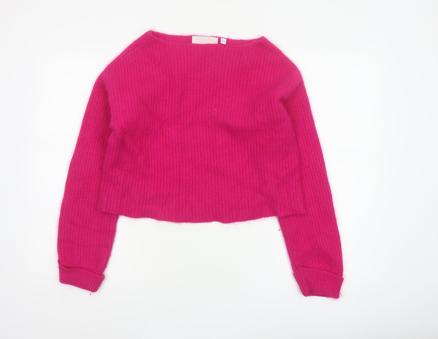 Gharani Strok Women Pink UK 14 Angora Rib Knit Pullover Jumper