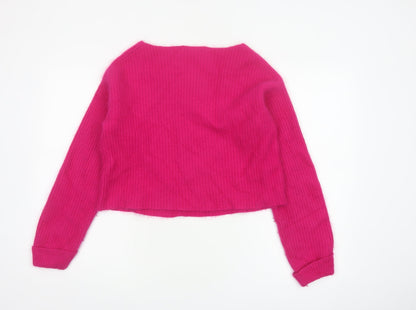 Gharani Strok Women Pink UK 14 Angora Rib Knit Pullover Jumper
