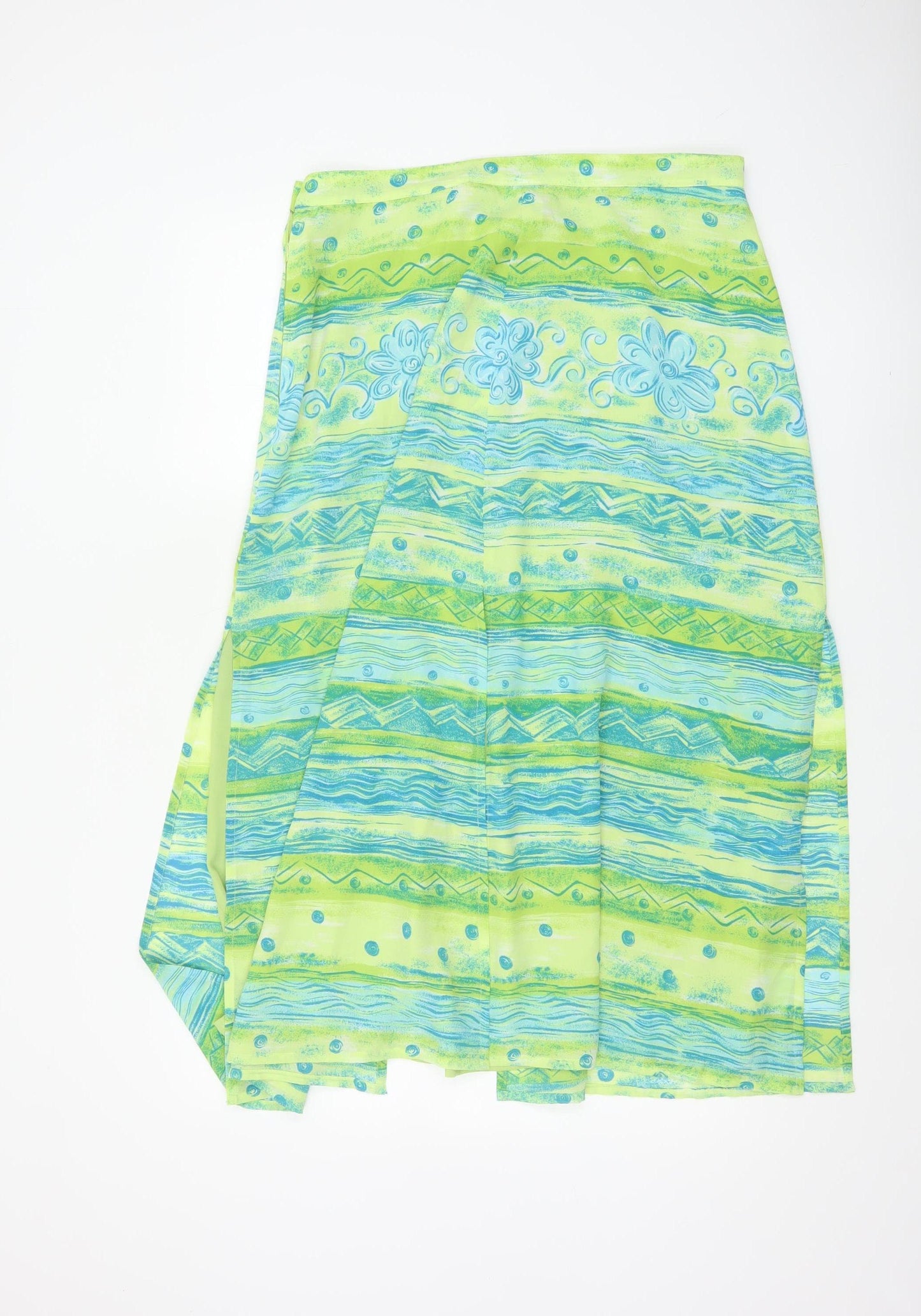 Sensations Women Green Blue UK 18 Long Wrap Floral Skirt