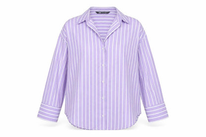Zara Women Purple Striped Basic Button-Up Shirt UK 10