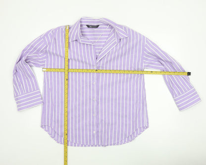Zara Women Purple Striped Basic Button-Up Shirt UK 10
