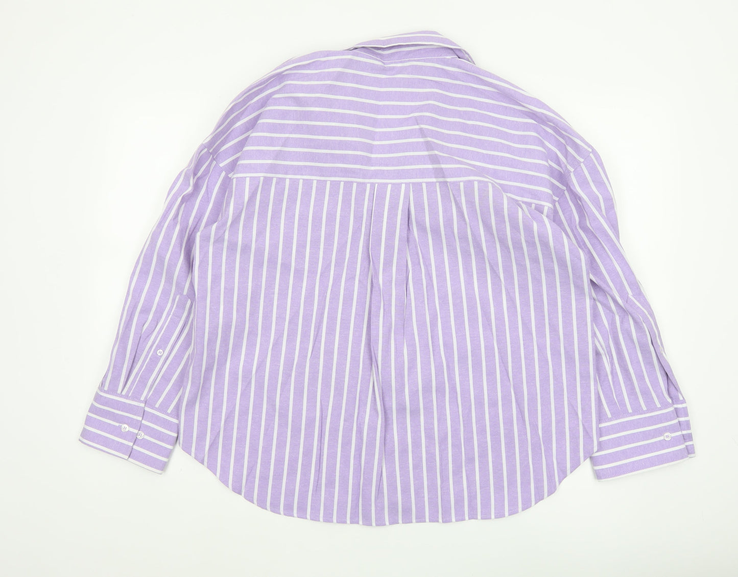 Zara Women Purple Striped Basic Button-Up Shirt UK 10