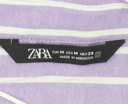 Zara Women Purple Striped Basic Button-Up Shirt UK 10