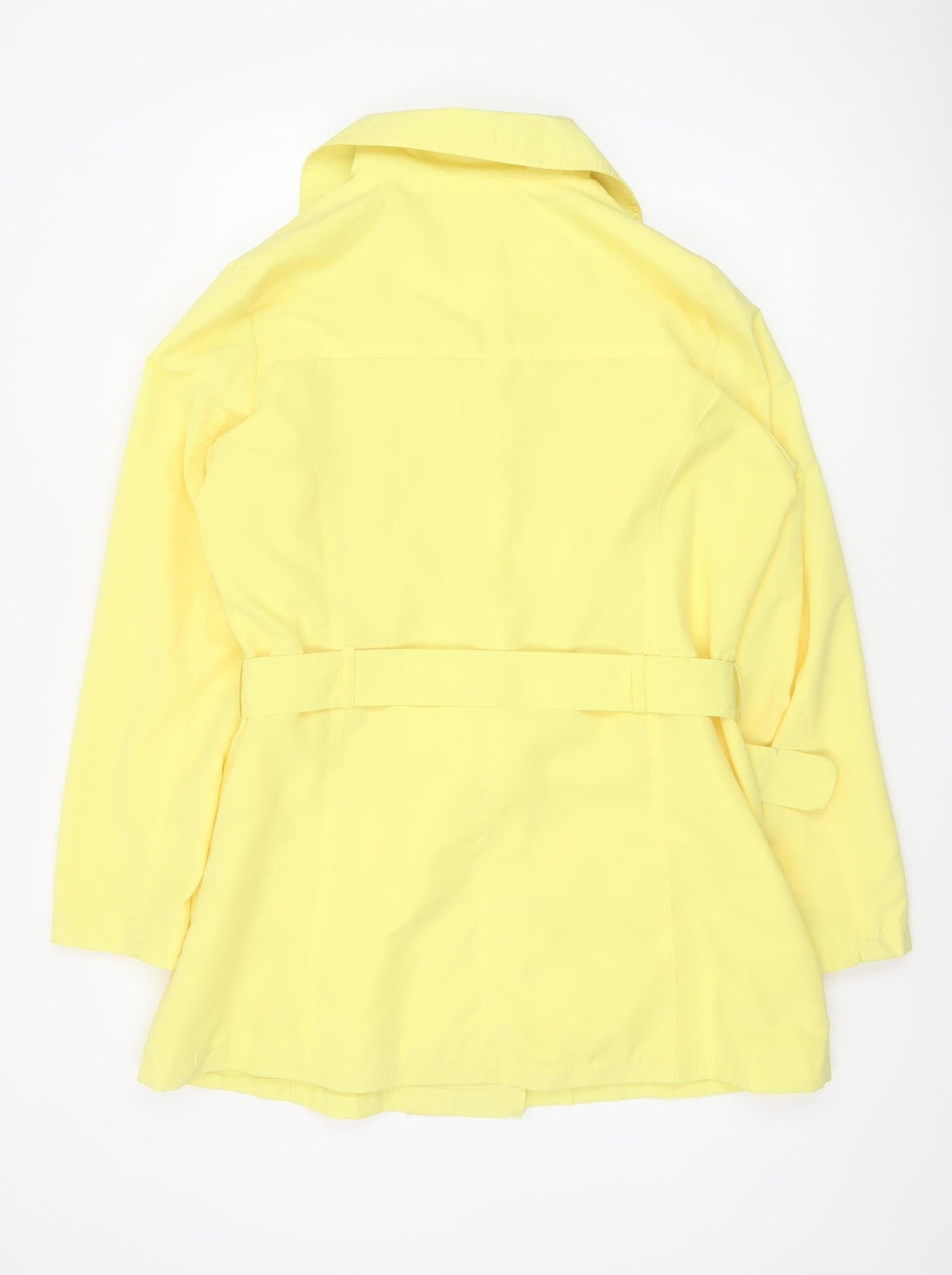 David Barry Women Yellow UK 16 Belted Double-Breasted Trench Coat