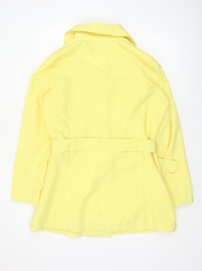 David Barry Women Yellow UK 16 Belted Double-Breasted Trench Coat