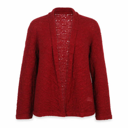Monsoon Women Red S Open-Knit Long Sleeve Cardigan
