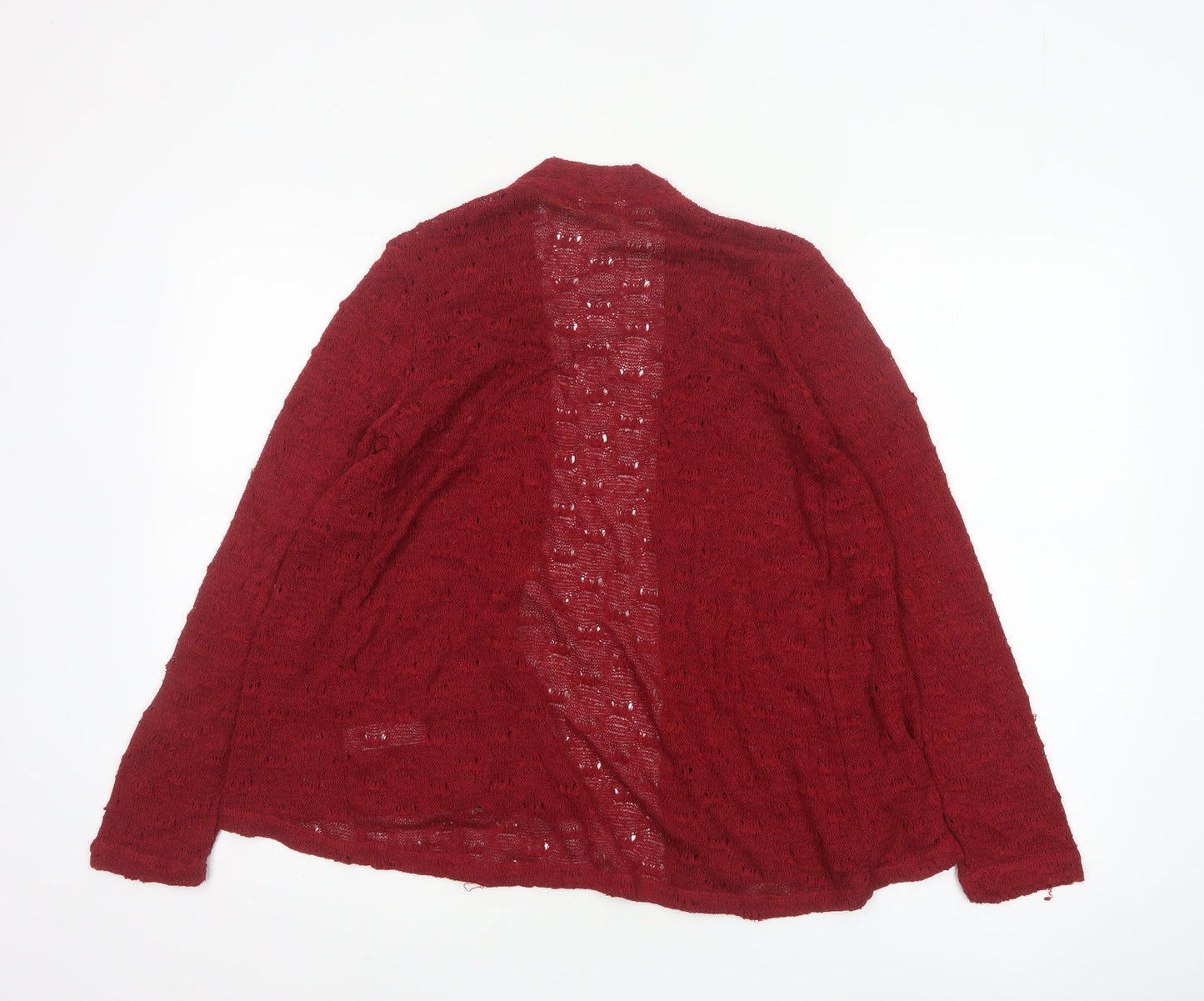 Monsoon Women Red S Open-Knit Long Sleeve Cardigan