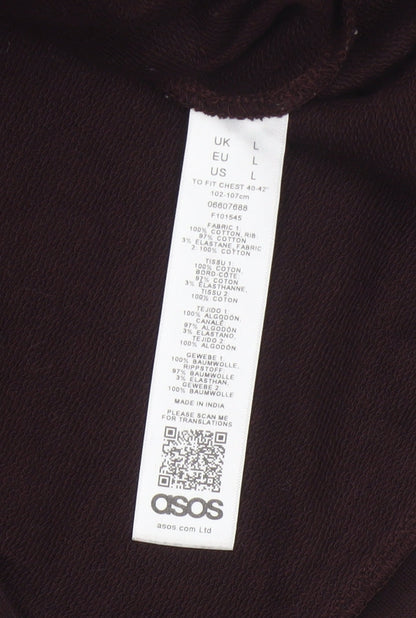 ASOS Men Brown L Pullover Crew Neck Cotton Sweatshirt