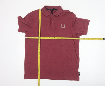 Bench Men's Red 2XL Logo Short Sleeve Cotton Blend Polo Shirt