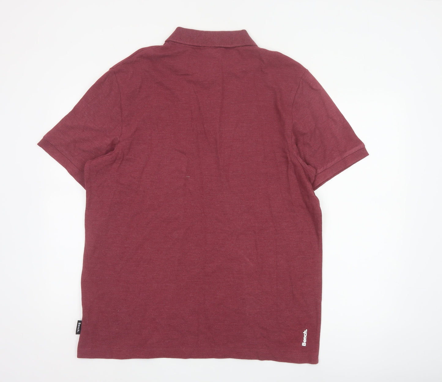 Bench Men's Red 2XL Logo Short Sleeve Cotton Blend Polo Shirt