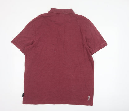 Bench Men's Red 2XL Logo Short Sleeve Cotton Blend Polo Shirt