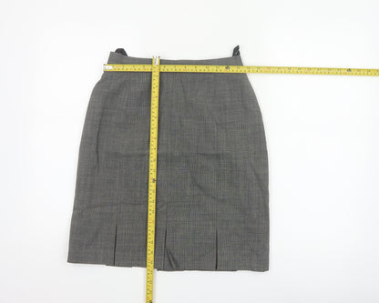 St Michael Women Black Wool Pencil Skirt UK 12 Knee Length Vintage