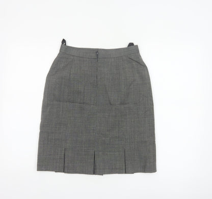 St Michael Women Black Wool Pencil Skirt UK 12 Knee Length Vintage