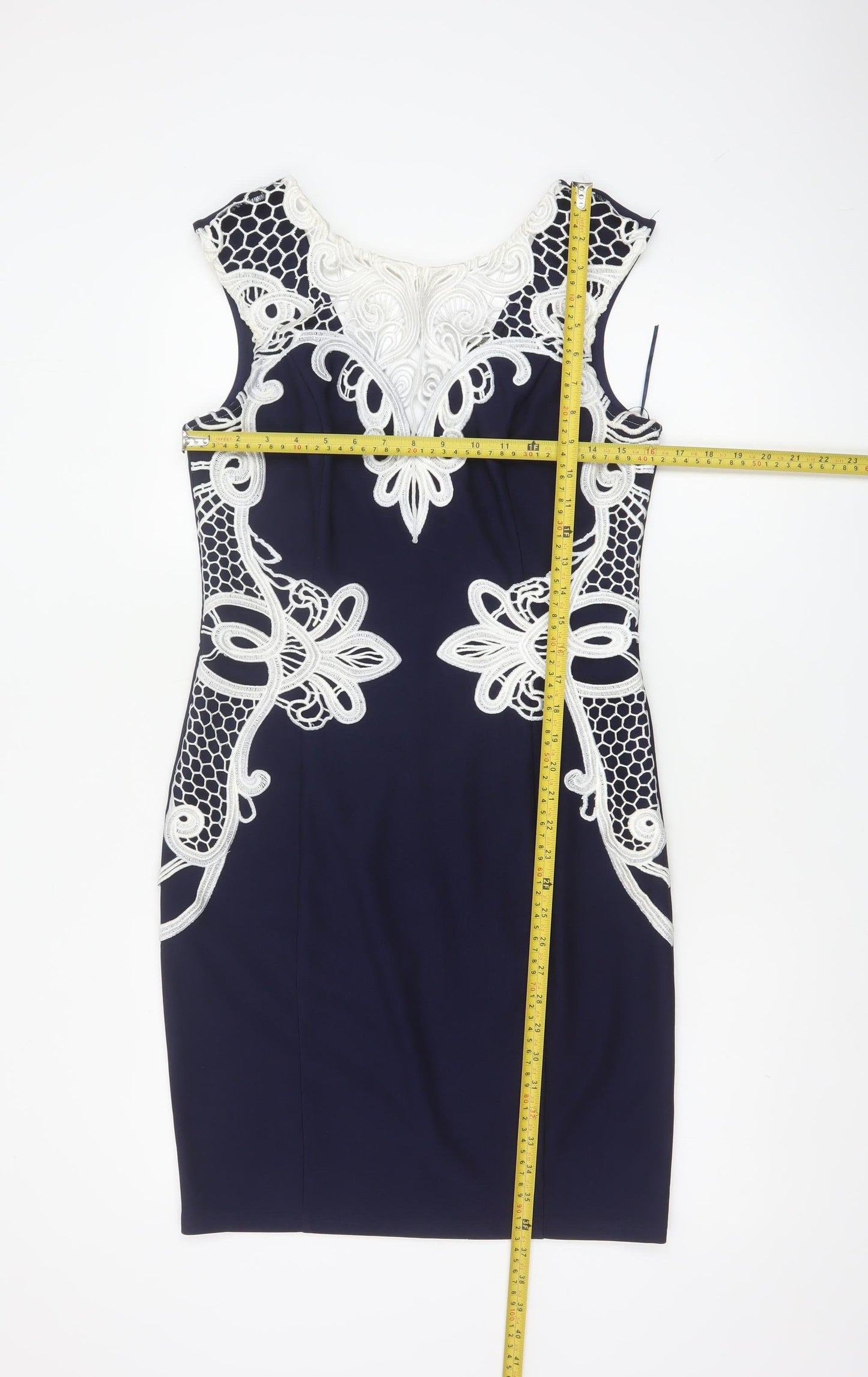 Lipsy London Michelle Keegan Women Blue UK 14 Bodycon Lace Midi Dress