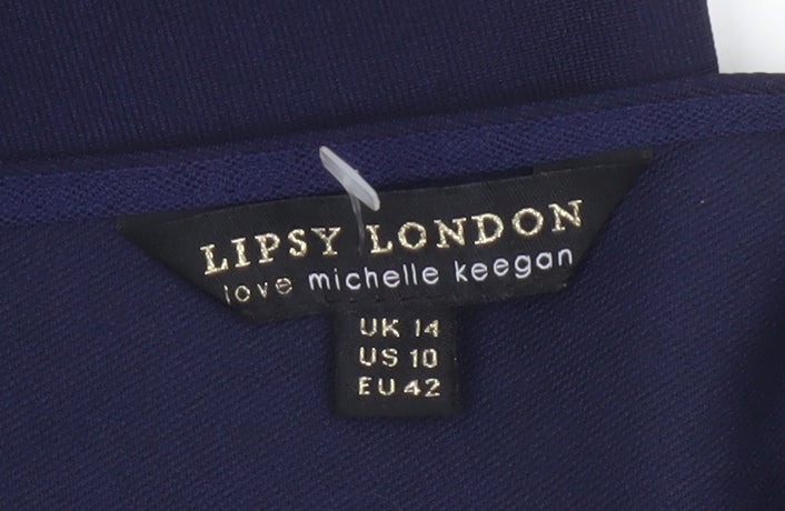 Lipsy London Michelle Keegan Women Blue UK 14 Bodycon Lace Midi Dress