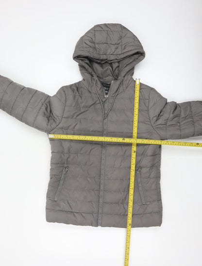 New Look Women’s Grey UK 10 Hooded Quilted Puffer Jacket