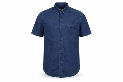 Burton Menswear London Men Blue Small Slim Denim Short Sleeve Button-Up Shirt