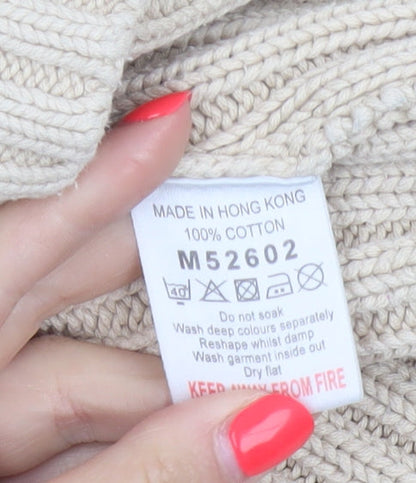 Next Women’s Beige UK 12 Full Zip Cable Knit Cotton Jumper