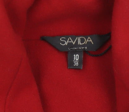 Savida Women’s Red Size 10 Pea Coat Double Breasted Collared