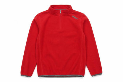 Front view of TOG24 boys’ red 11-12 years fleece 1/4 zip high neck sweatshirt
