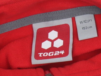 TOG24 Boys Red 11-12 Years Fleece 1/4 Zip High Neck Sweatshirt