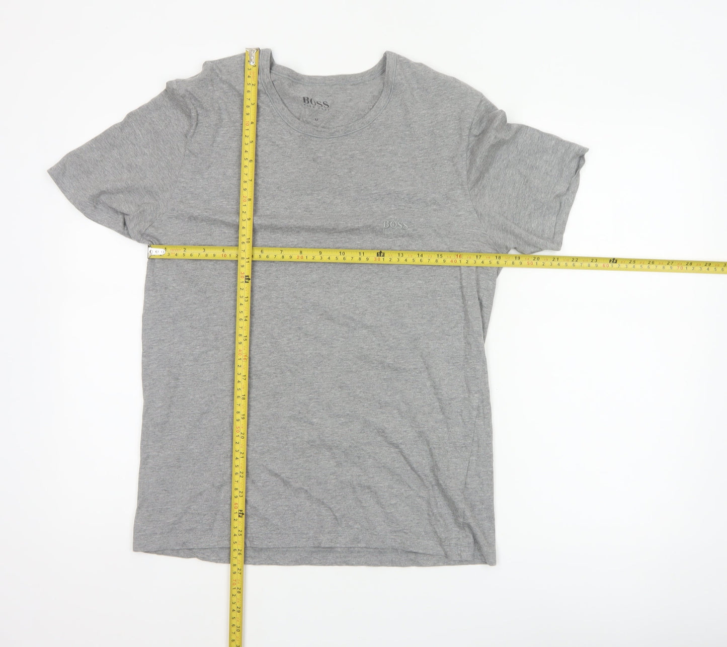 Hugo Boss Men's Grey Medium Logo Cotton Crew Neck T-Shirt