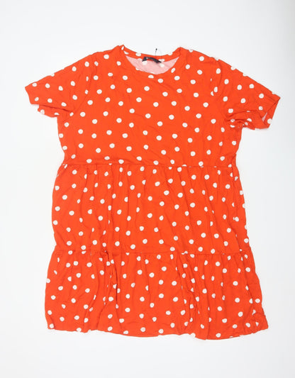 Marks & Spencer Women Orange Polka Dot UK 22 Fit & Flare Jersey Dress