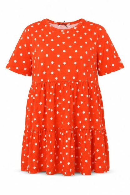 Marks & Spencer Women Orange Polka Dot UK 22 Fit & Flare Jersey Dress