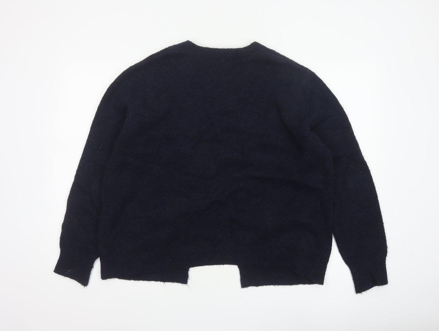 Fat Face Women’s Blue Open Knit Cardigan UK 14 Long Sleeve Wool Alpaca