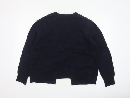 Fat Face Women’s Blue Open Knit Cardigan UK 14 Long Sleeve Wool Alpaca