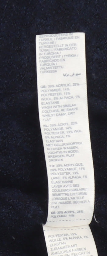 Fat Face Women’s Blue Open Knit Cardigan UK 14 Long Sleeve Wool Alpaca