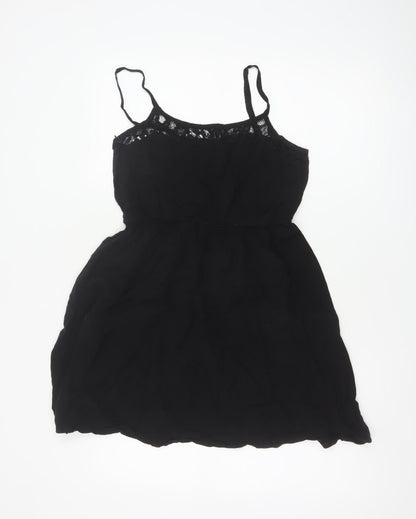 H&M Women Black UK 10 Fit & Flare Lace Strappy Short Dress