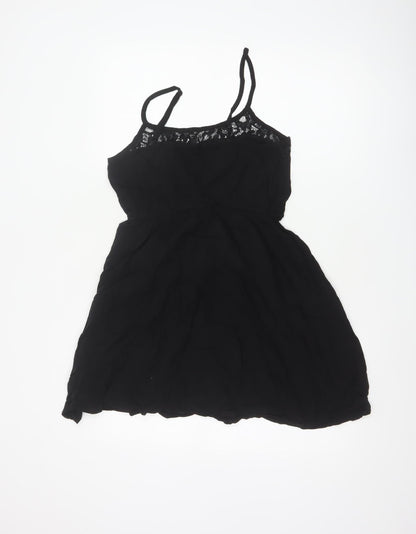 H&M Women Black UK 10 Fit & Flare Lace Strappy Short Dress