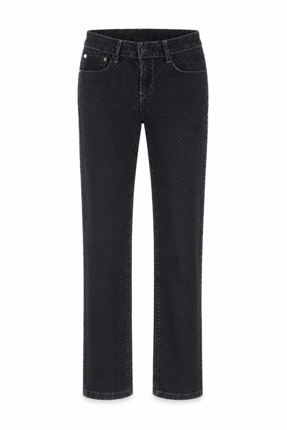 GO.D SK Women’s Black M Straight Leg Stretch Patterned Jeans