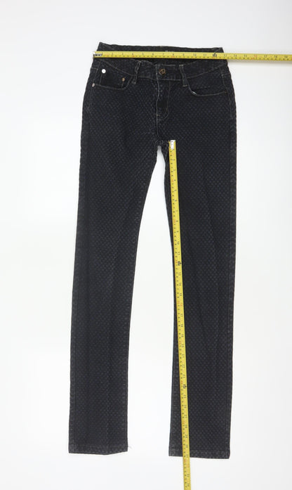 GO.D SK Women’s Black M Straight Leg Stretch Patterned Jeans