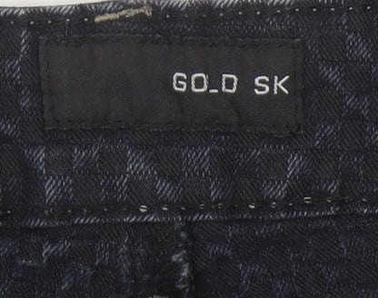 GO.D SK Women’s Black M Straight Leg Stretch Patterned Jeans