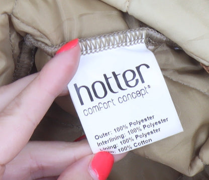 Hotter Women's Beige L Quilted Padded Jacket Corduroy Collar