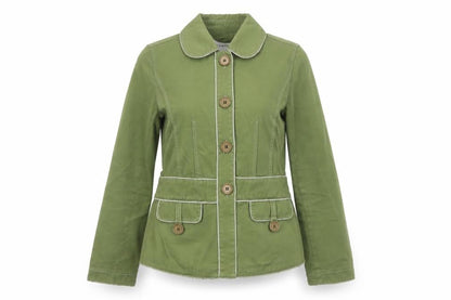 Warehouse Women Green UK 8 Cotton Short Basic Jacket