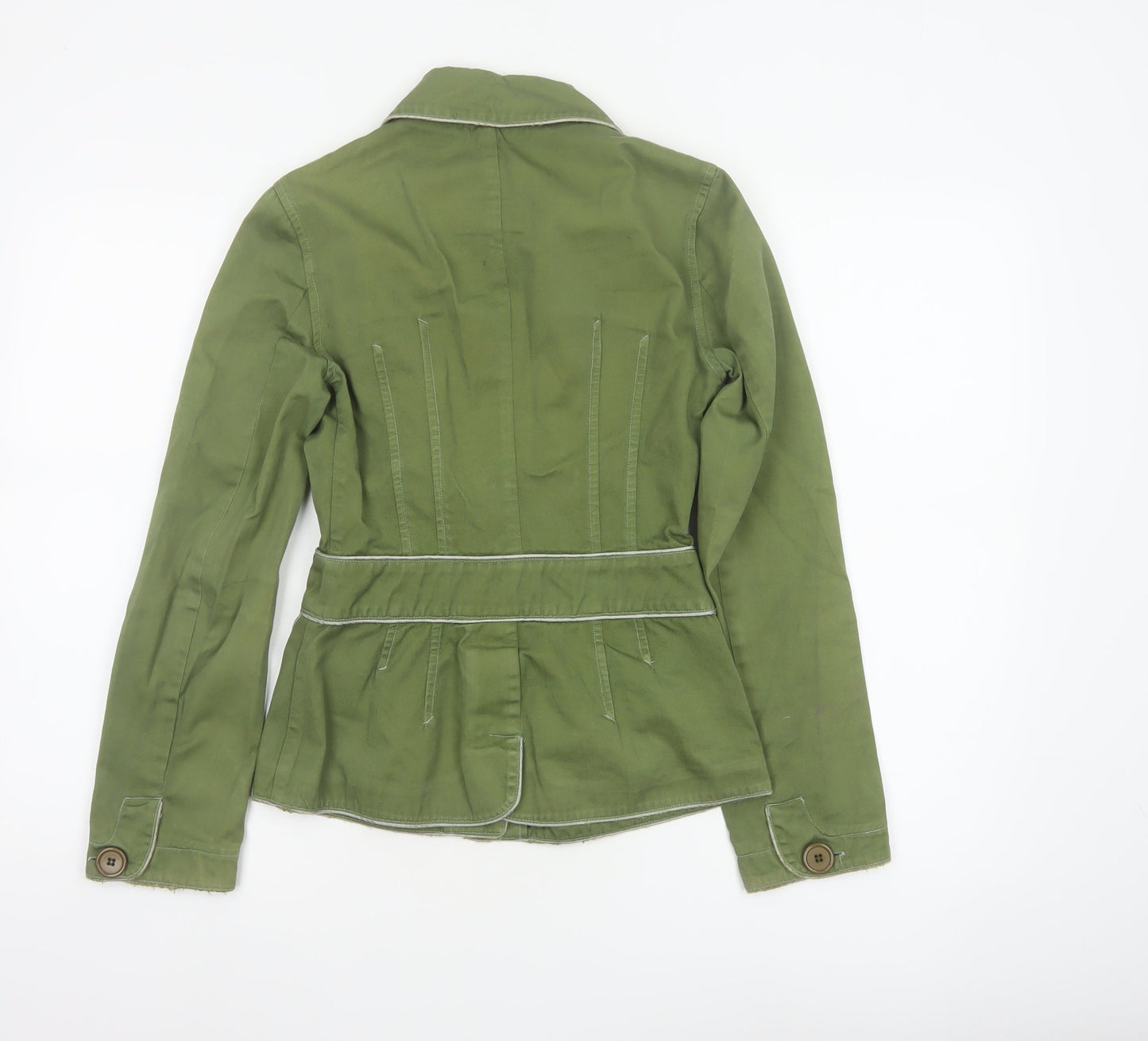 Warehouse Women Green UK 8 Cotton Short Basic Jacket