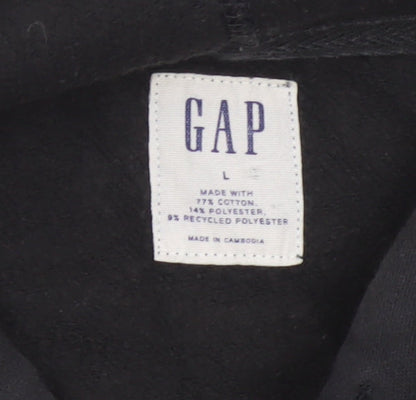 GAP Men’s Black Large Logo Pullover Hoodie Cotton Blend Fleece