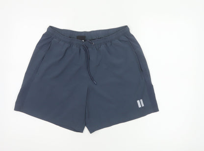 Dunnes Stores Men Grey L Athletic Running Shorts Drawstring Reflective