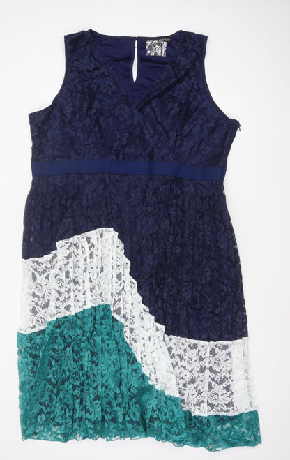 Little Mistress Women Multicoloured Lace A-Line Dress UK 26