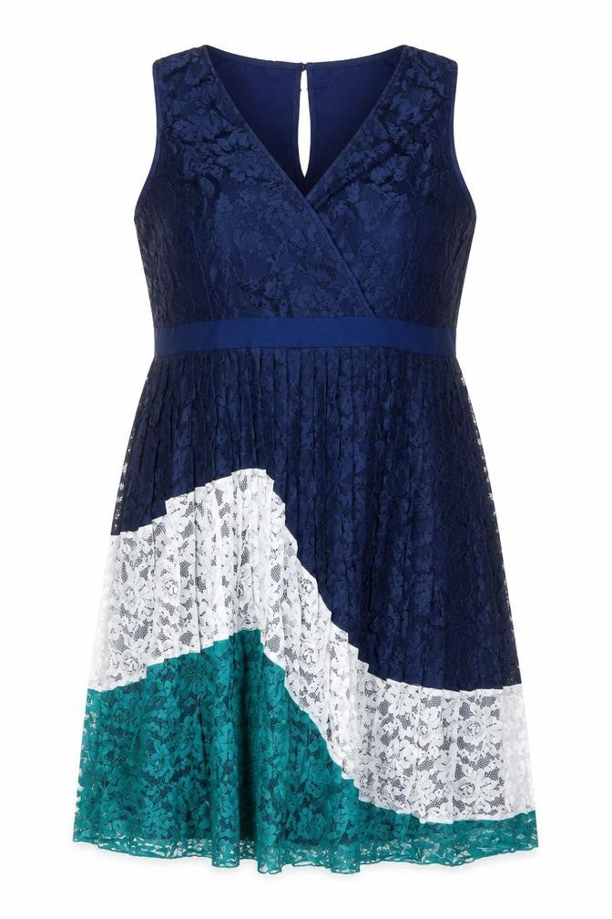 Little Mistress Women Multicoloured Lace A-Line Dress UK 26