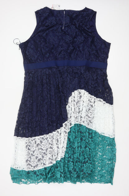 Little Mistress Women Multicoloured Lace A-Line Dress UK 26