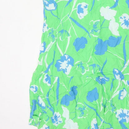 Ro&Zo Women Green Floral Chiffon Long Fit & Flare Dress UK 16