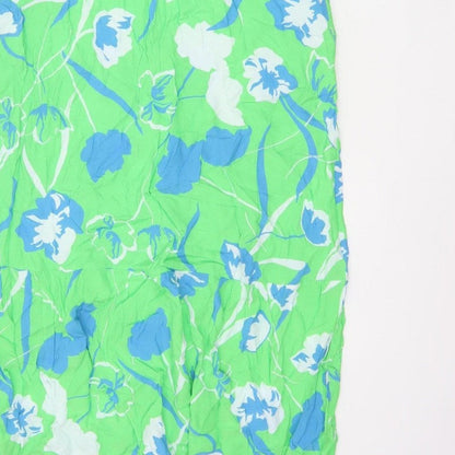 Ro&Zo Women Green Floral Chiffon Long Fit & Flare Dress UK 16