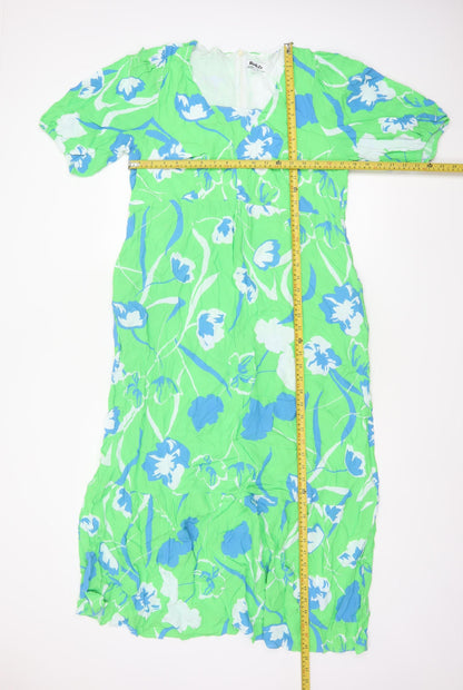 Ro&Zo Women Green Floral Chiffon Long Fit & Flare Dress UK 16