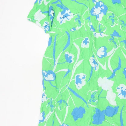 Ro&Zo Women Green Floral Chiffon Long Fit & Flare Dress UK 16