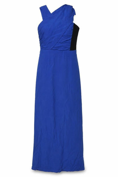 Reiss Women Blue UK 4 Maxi One Shoulder Ruched Formal Dress