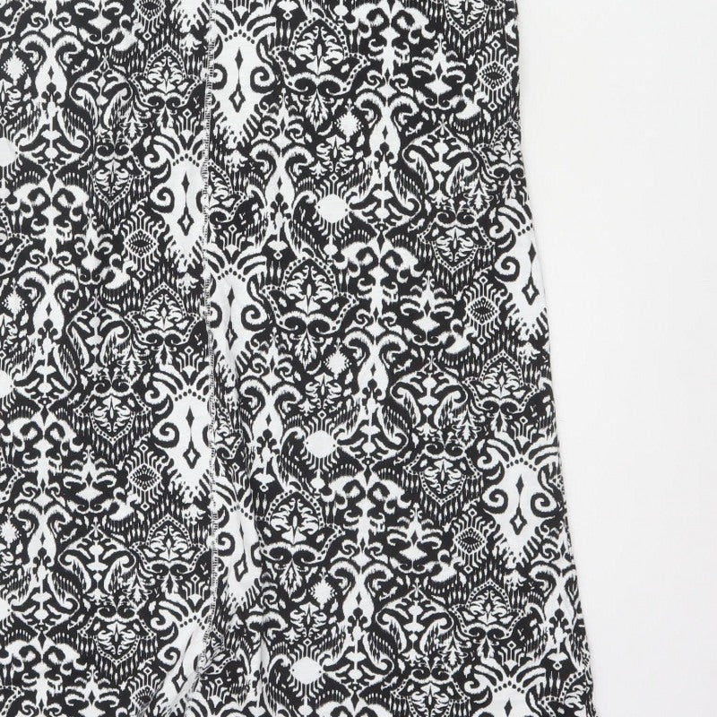 Marks & Spencer Women's Black White Size 10 A-Line Maxi Geometric Dress